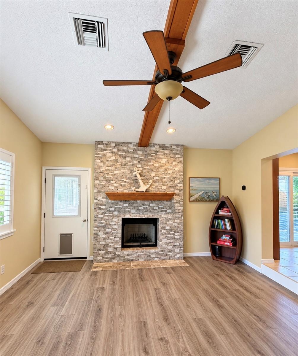 Family room with fireplace