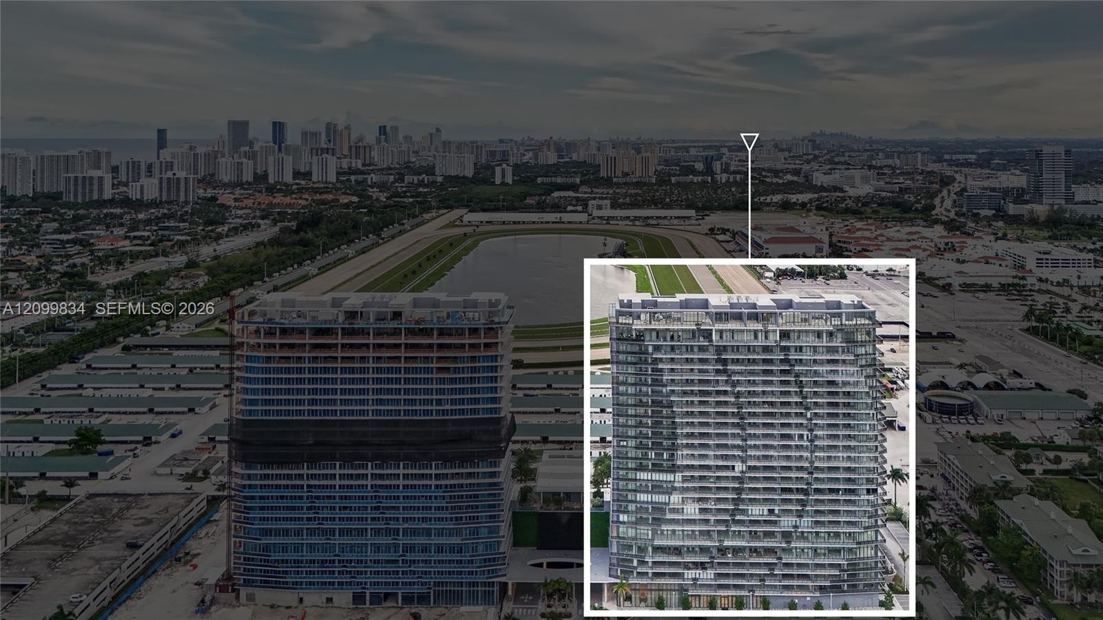 High-rise residential building featuring a glass facade, expansive private balconies, and tiered architectural design