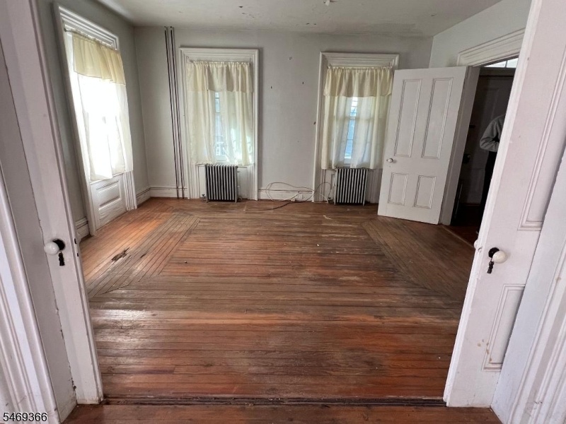 Pocket doors lead into LR