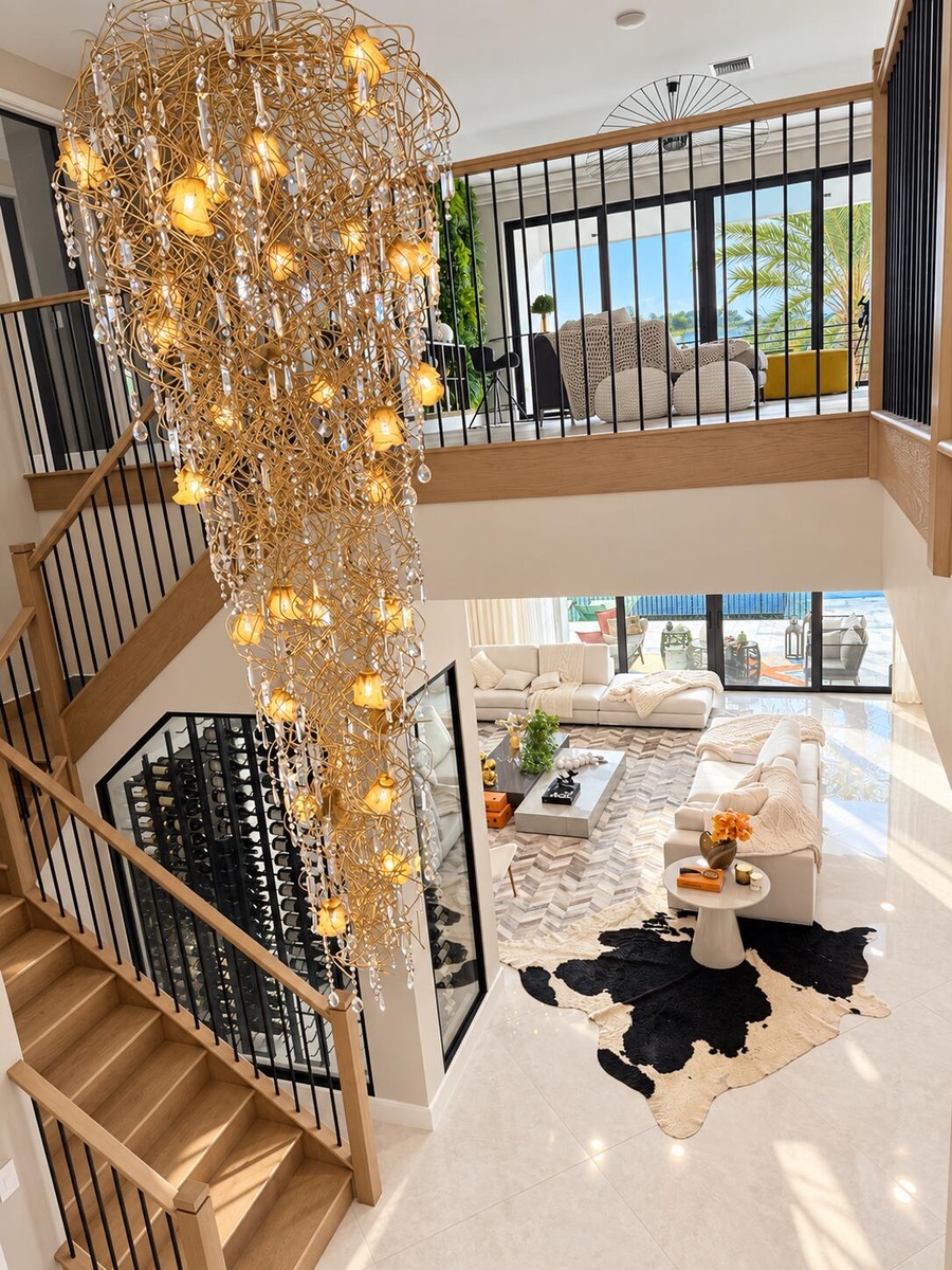 Staircase and Chandelier