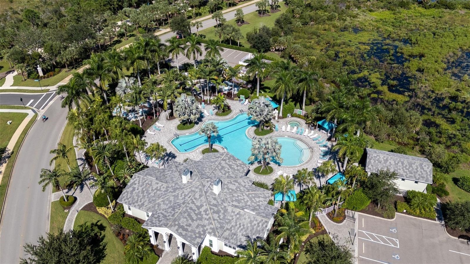 aerial of resort pool