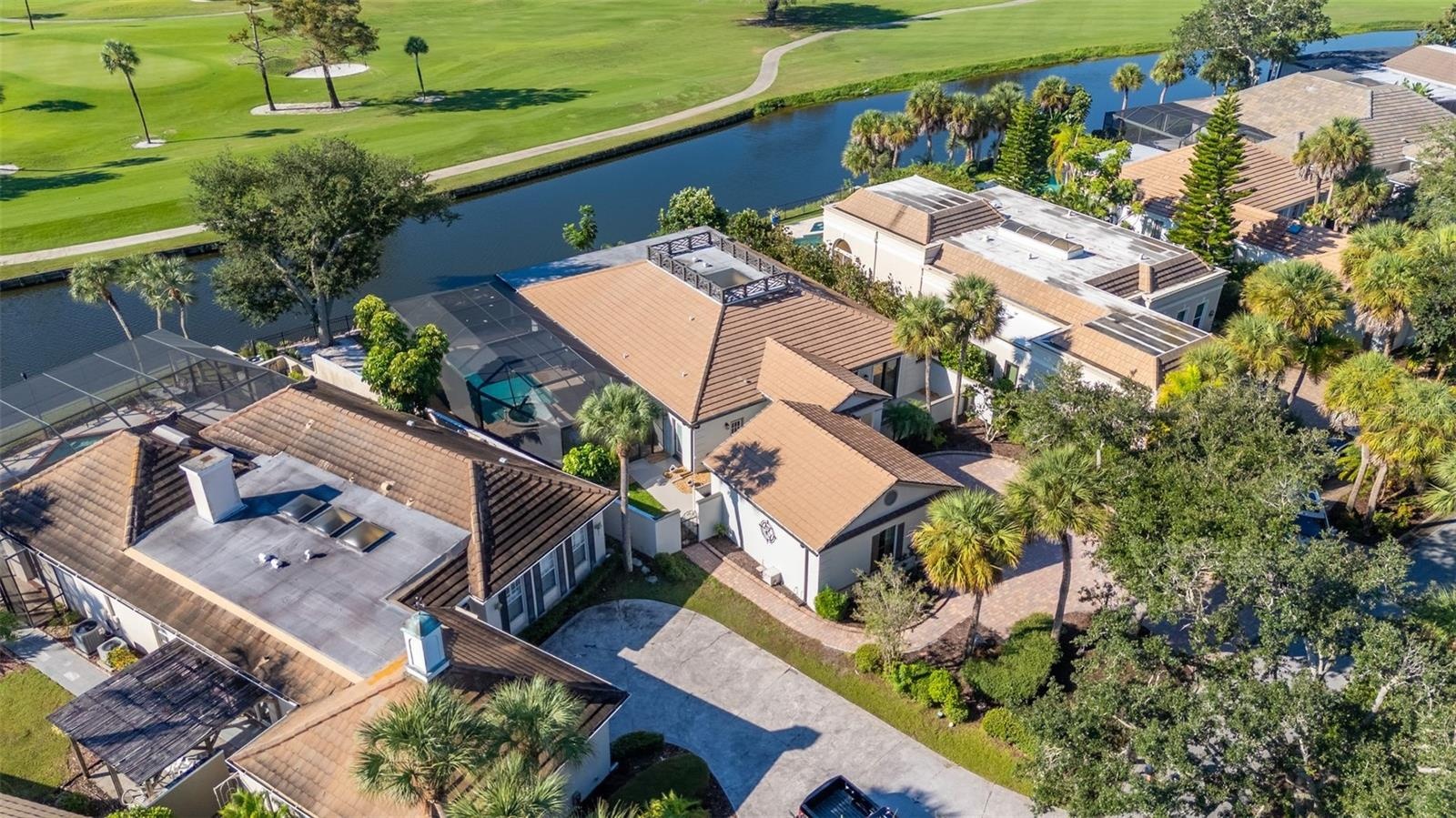 aerial of house and pond
