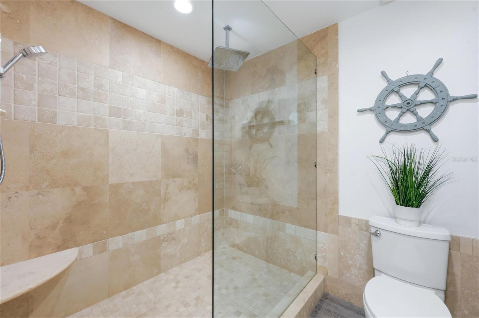 Huge shower with Rain head in Primary Suite