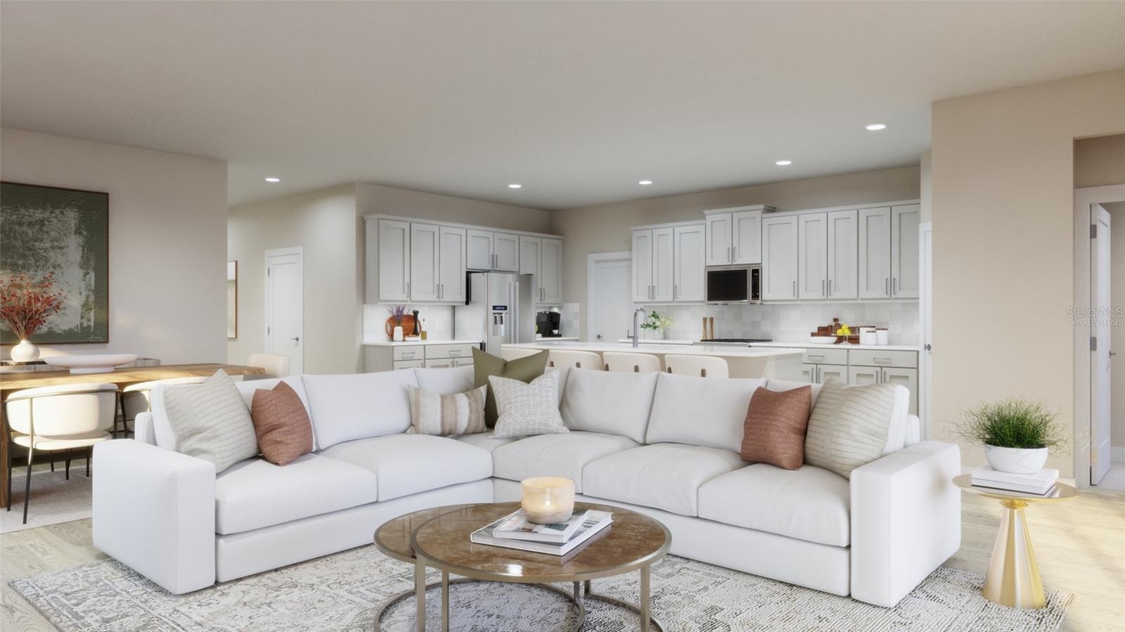 Great Room Rendering (Virtually Staged)