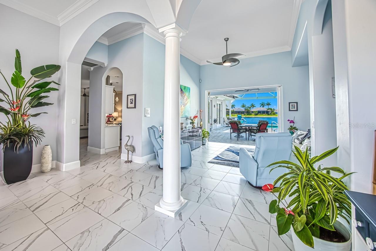 Entry opens to Living Room and lanai