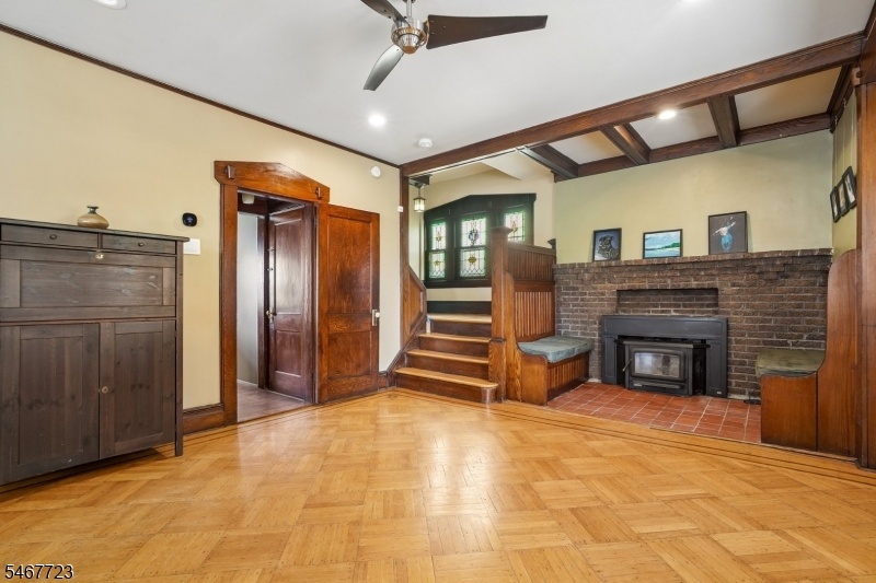 Foyer to staircase stain glass