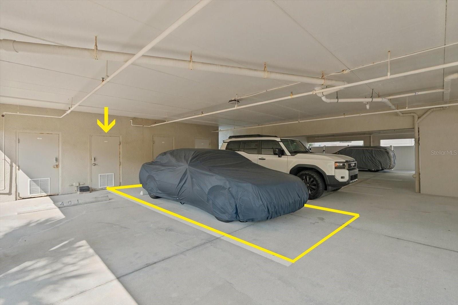 Covered assigned parking space