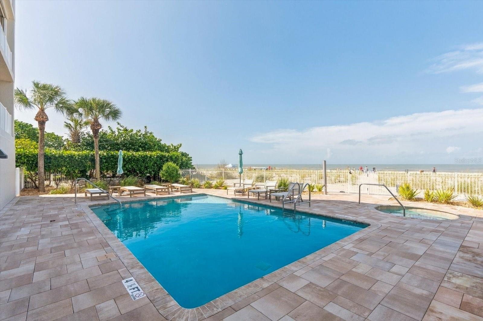 Pool facing the beach and Gulf