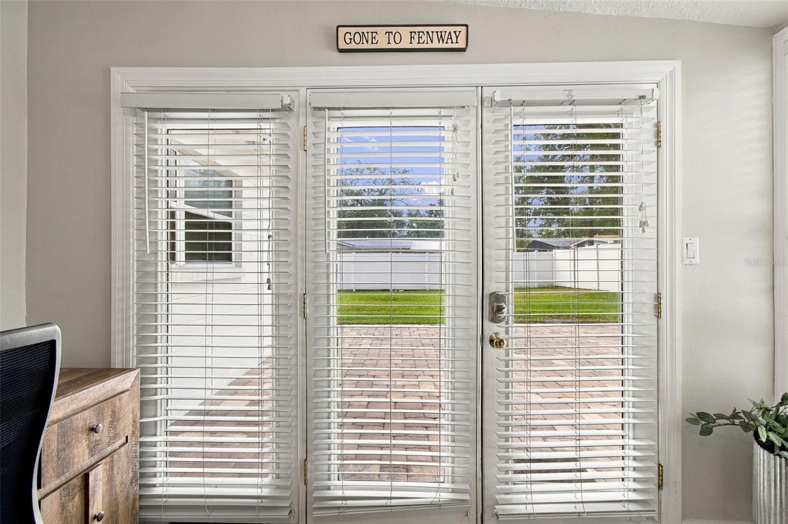 French Doors from the Office that lead to the Backyard