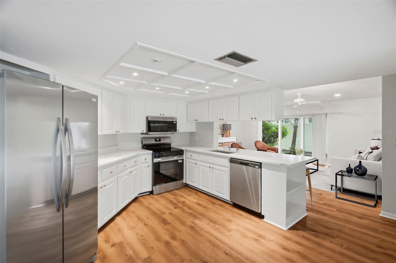 Kitchen and Family room.