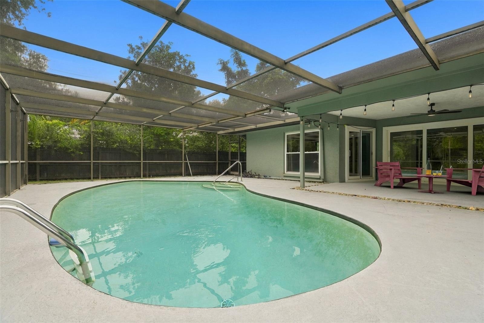 Screened enclosed pool area.
