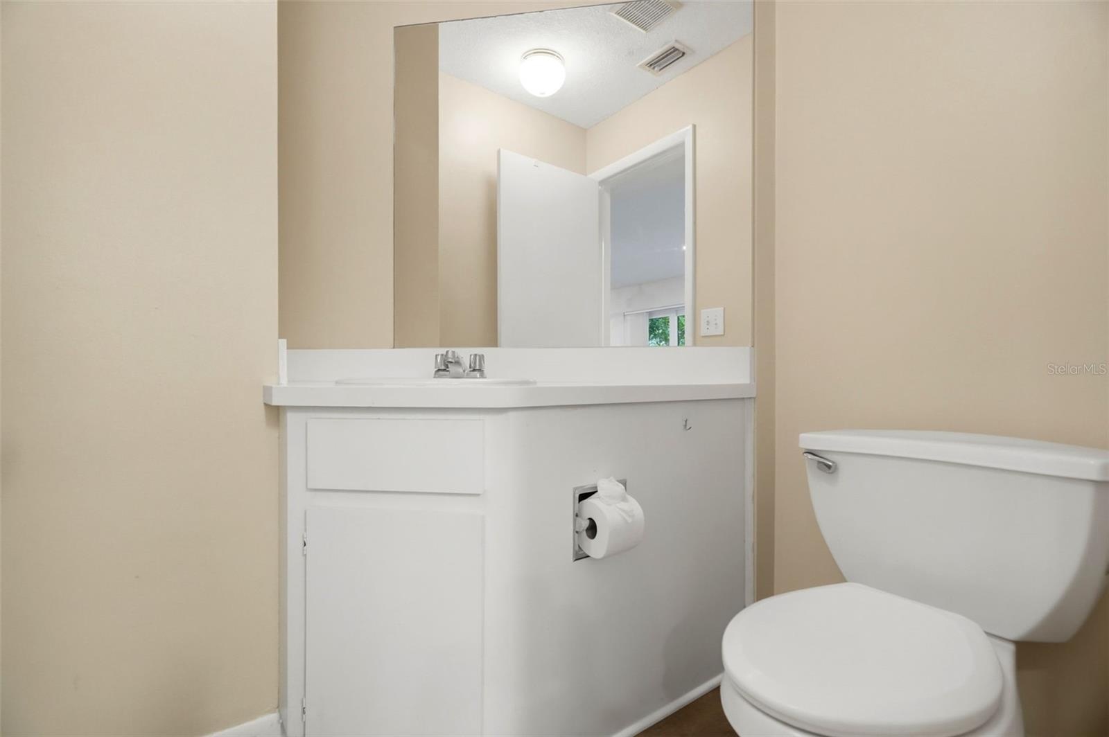 Convenient powder room.