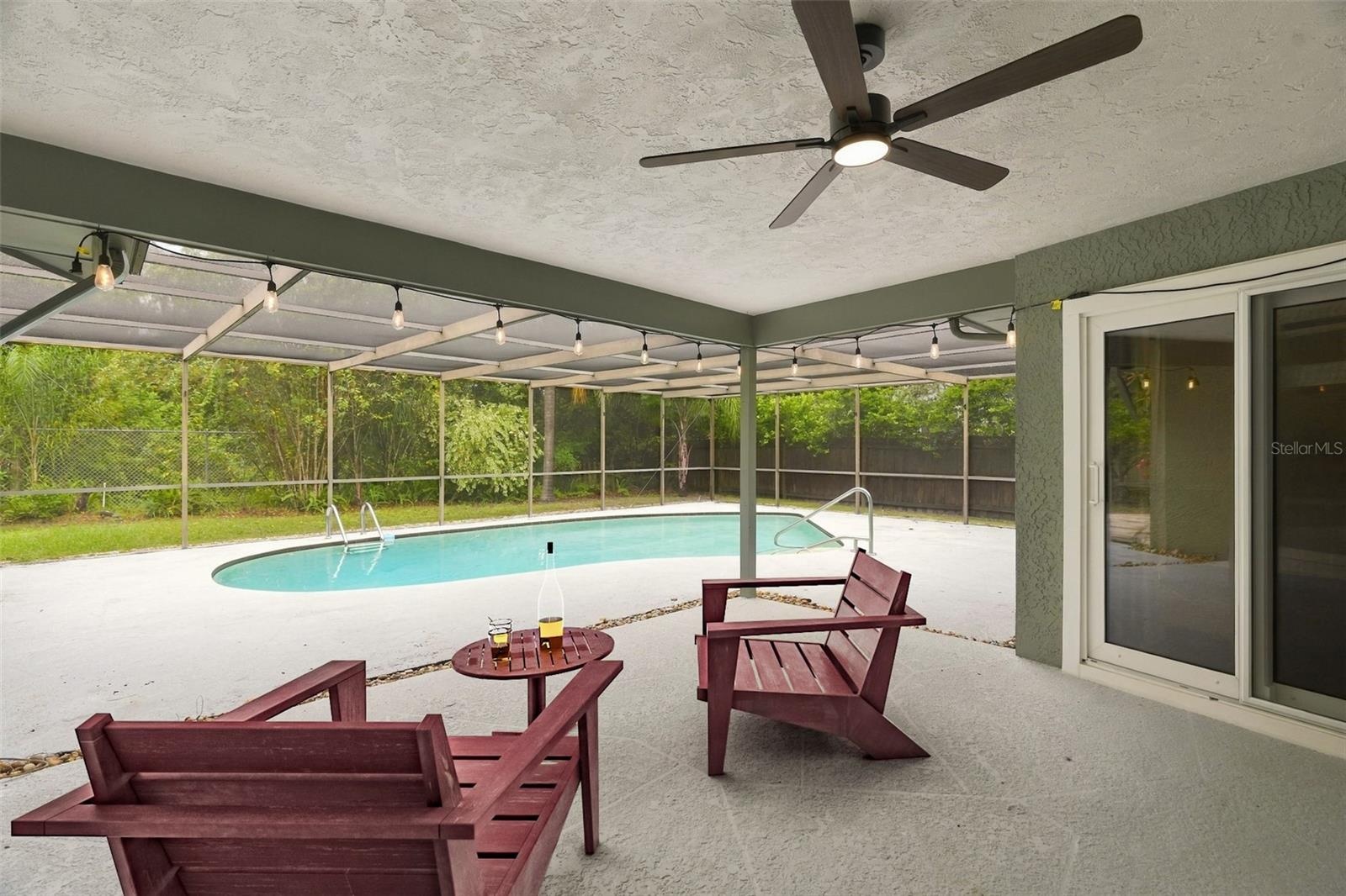 Screened enclosed pool area.