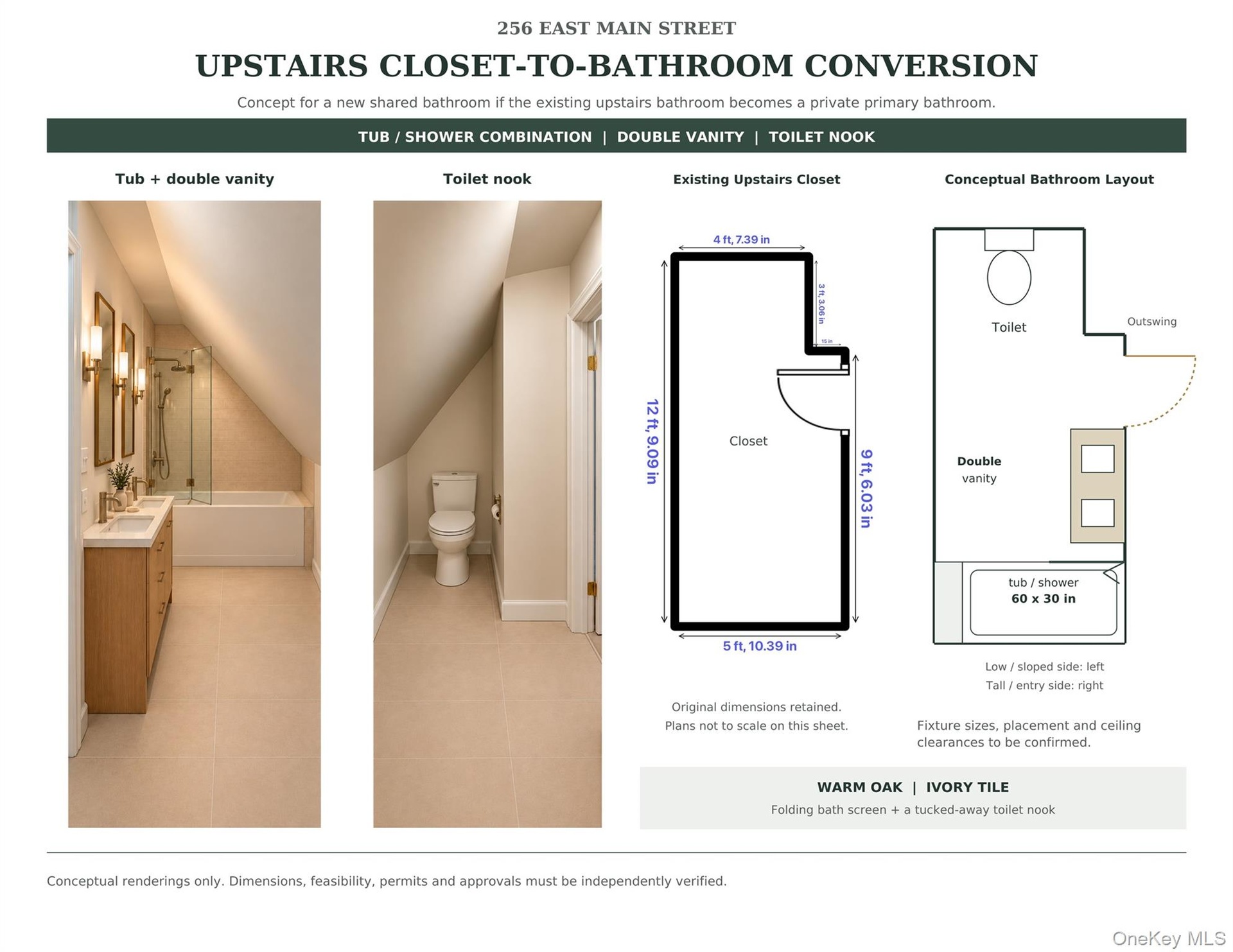 Potential Upstairs Closet-to-Bathroom Conversion - New Shared Bath if the Existing Second Floor Bath Becomes a Primary Bath (Concept Rendering)