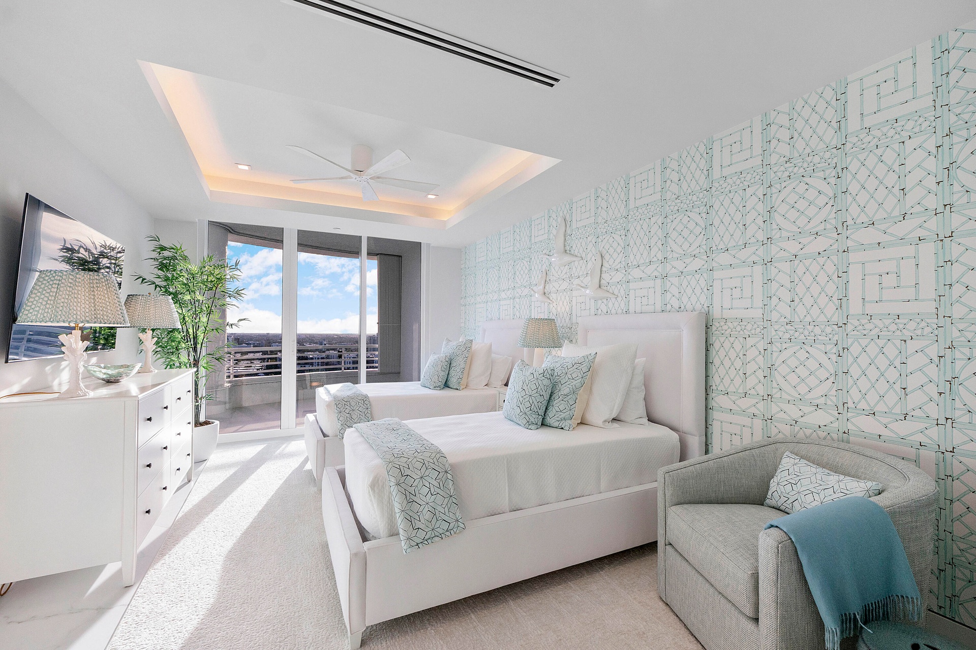 A Private Suite Created for Family & Extended Stays — At the end of its own private hallway, the expansive Aqua Guest Wing feels almost like a private