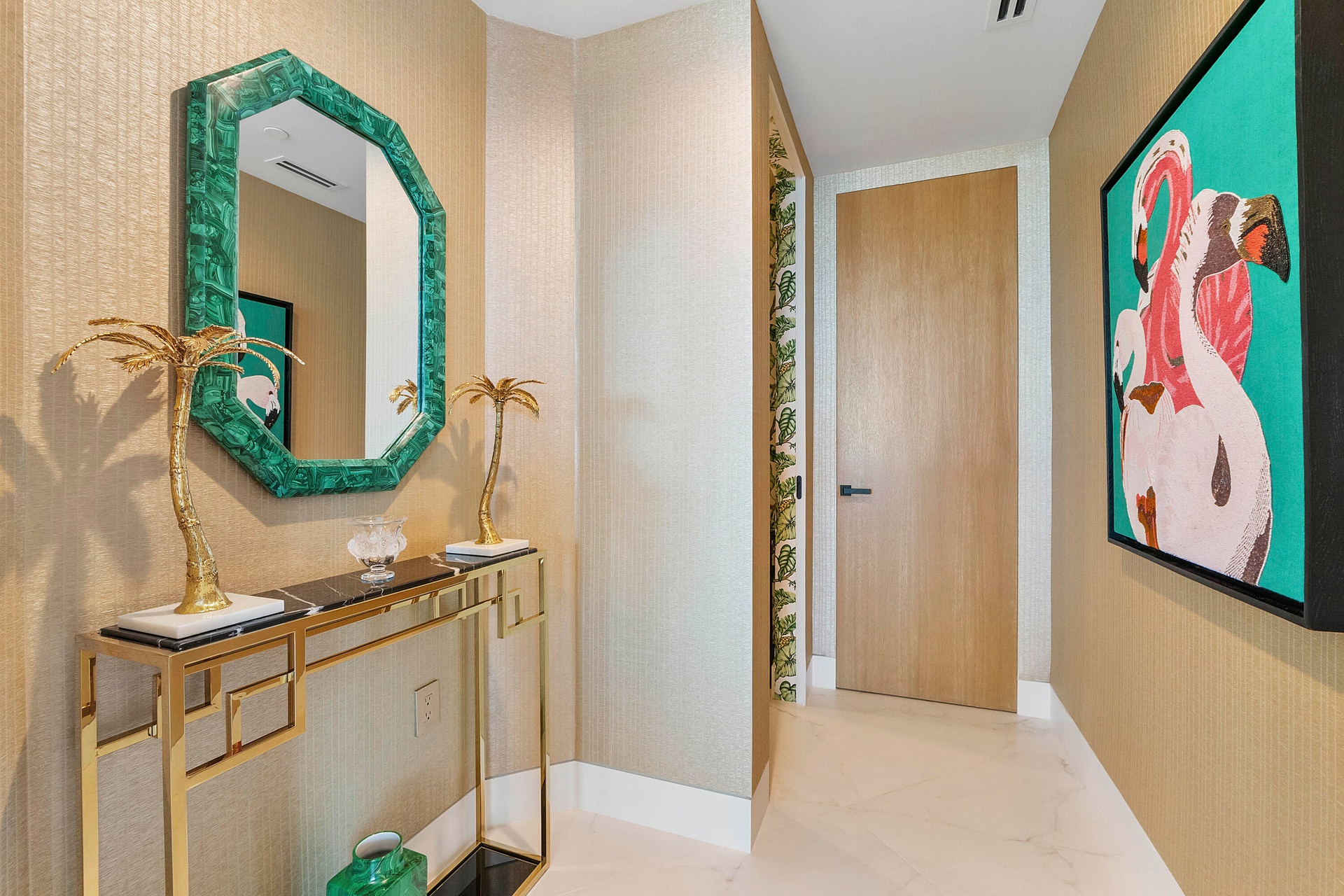 A Secret Passage of Tropical Elegance — Tucked discreetly beside the grand gallery foyer, this enchanting private hallway feels like a hidden jewel wi