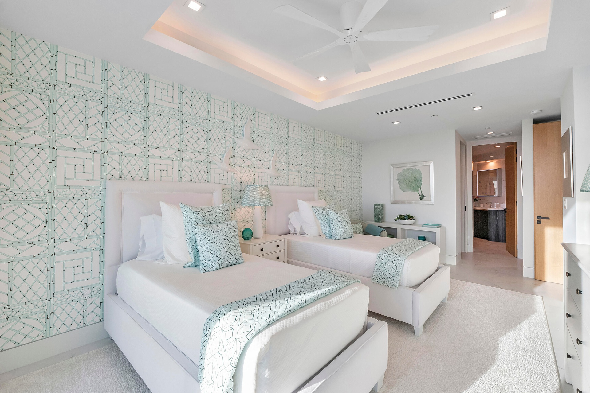 Lots of space for 2 x queen beds if required in the Aqua suite, Its separation is actually a major luxury feature.You could have your adult children a