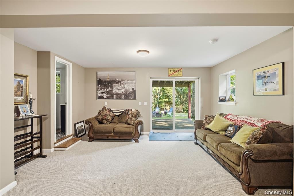Above grade lower level walkout with full bath for fitess, yoga or recreating.