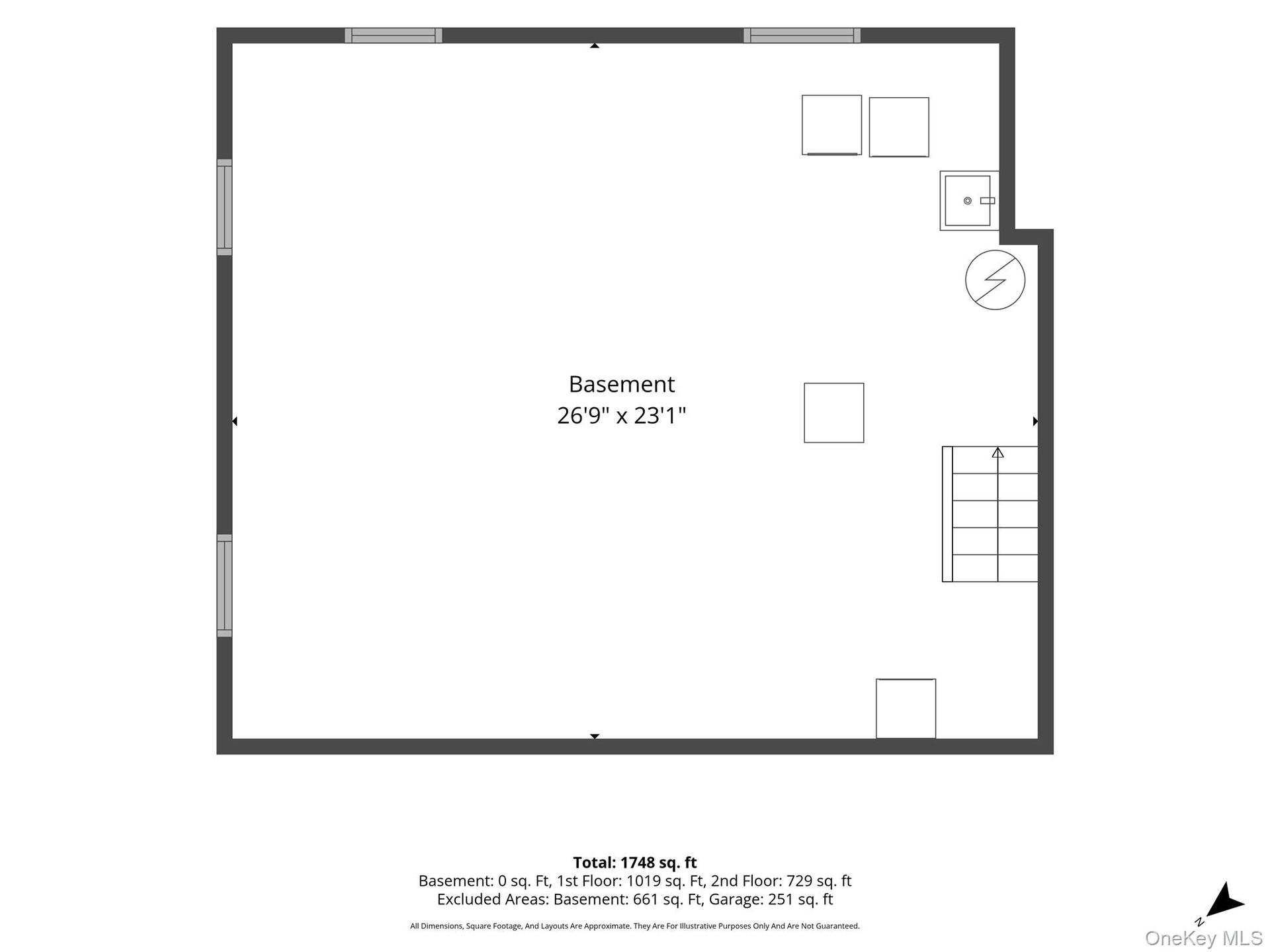 Unfinished Basement with Laundry and Storage