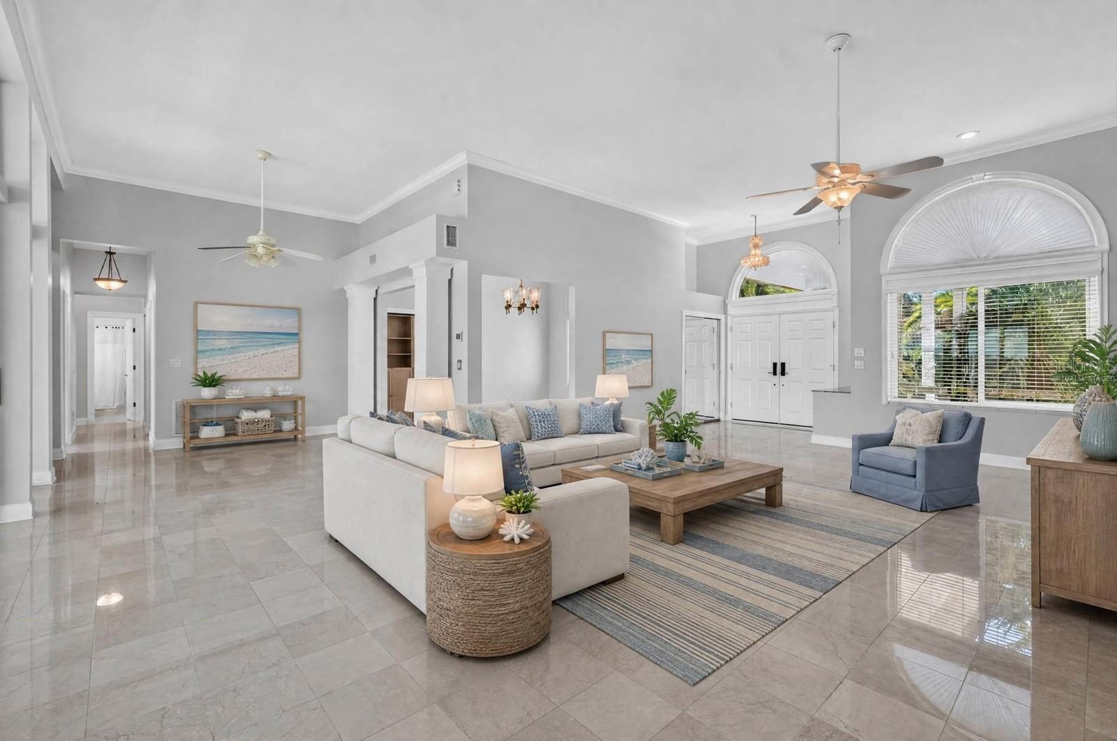 Virtually Staged Spacious Living Room
