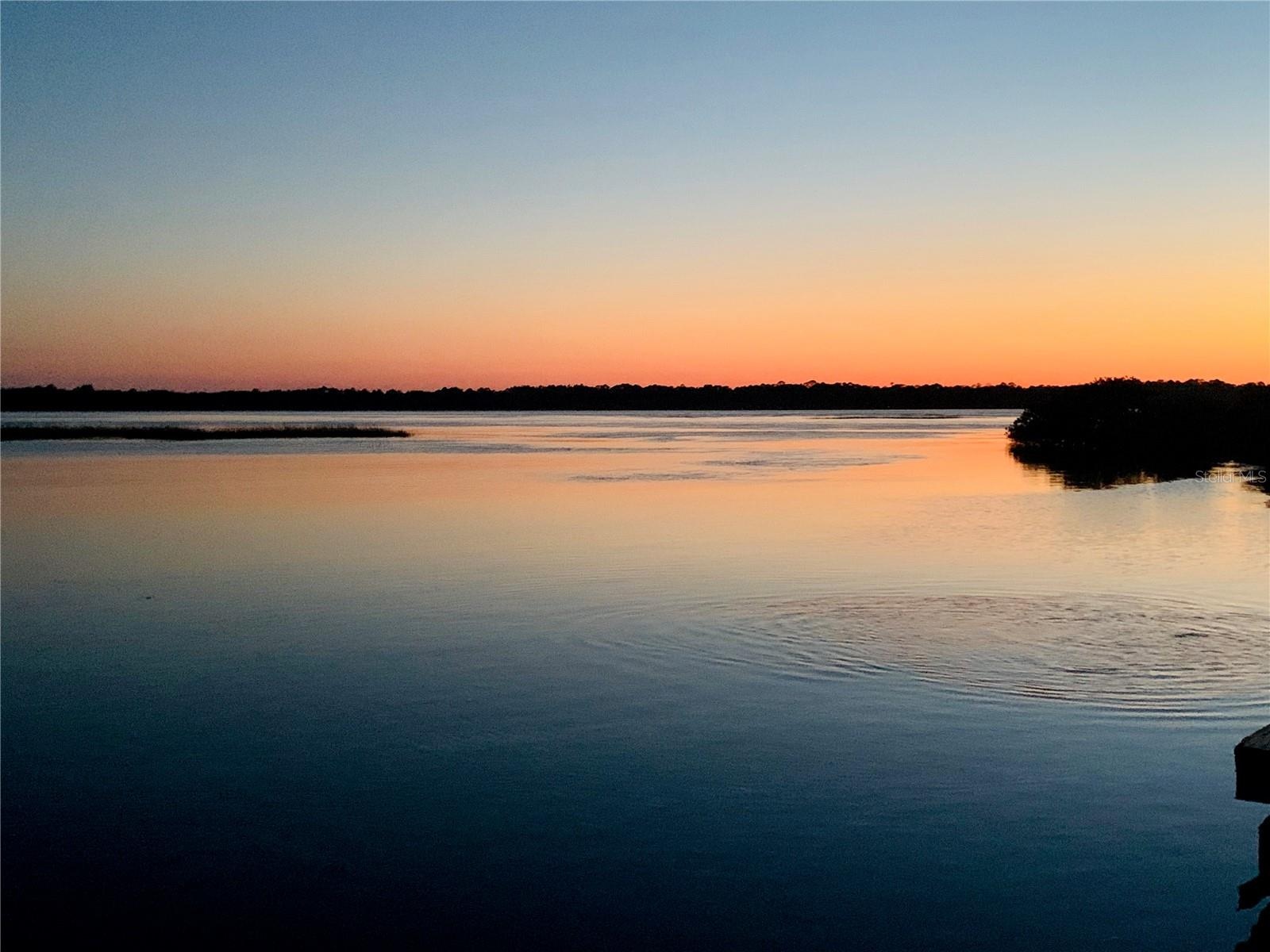 view from the boat dock at sunsrise