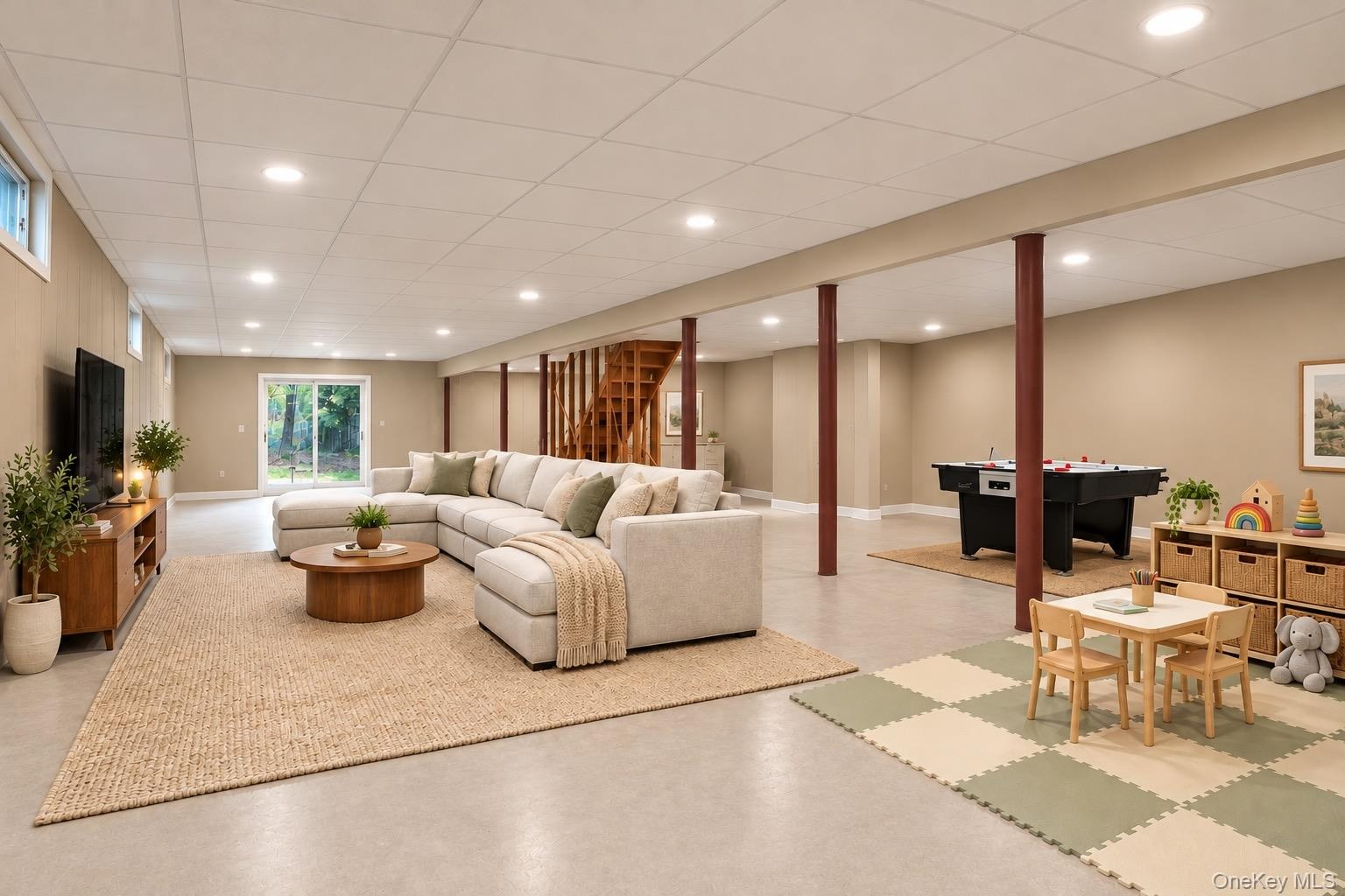 Virtually staged walk-out lower level