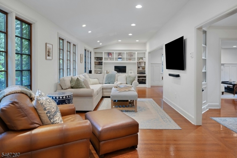 Family room with built ins