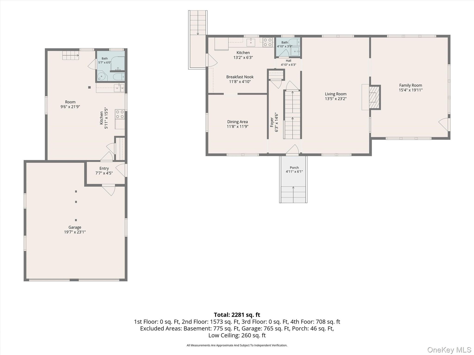 Floorplan for Detached garage with studio and 1st floor of house