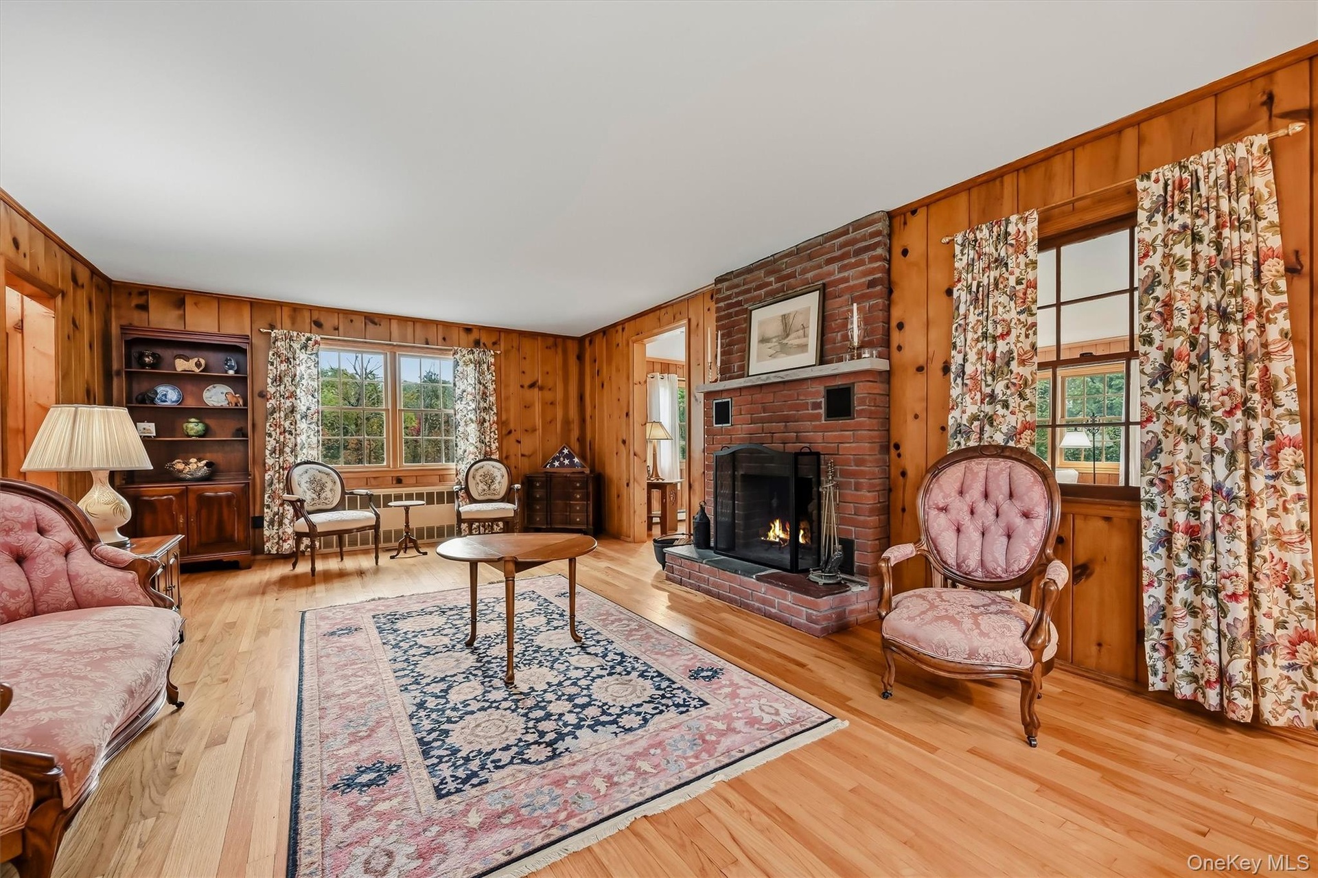 Livingroom with wood burning fireplace