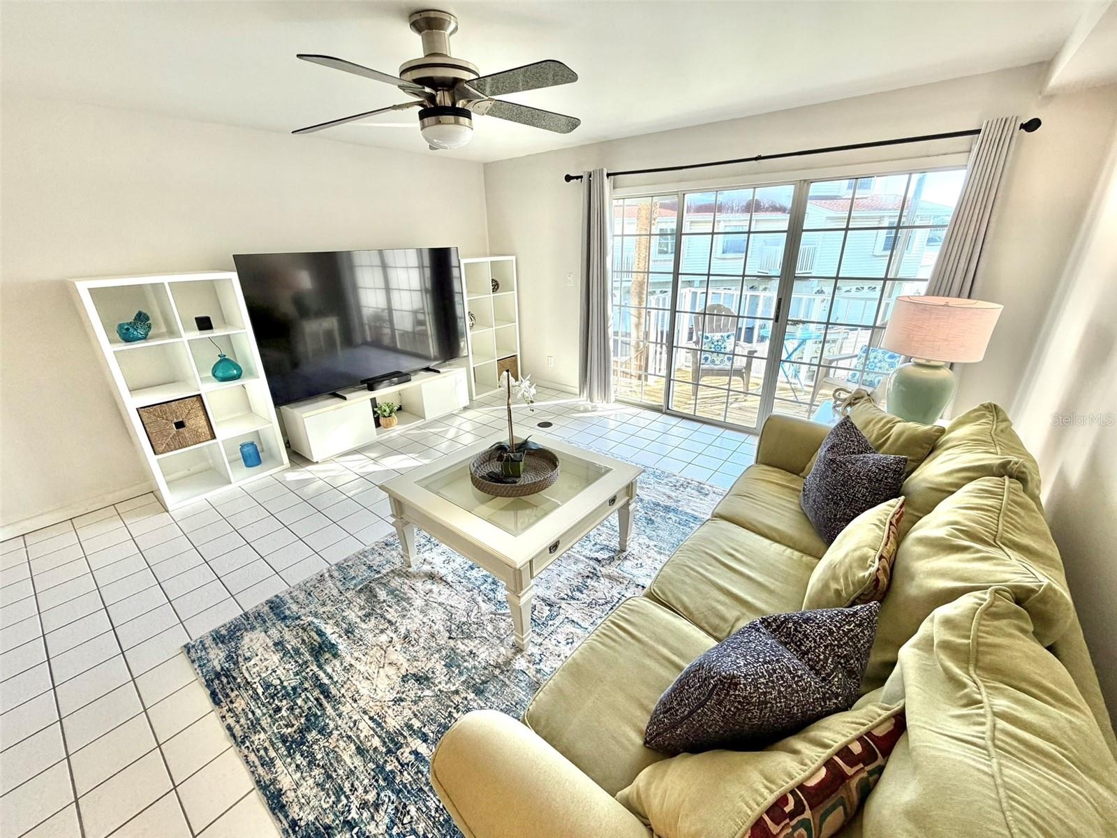 Spacious Living Area with Private Balcony.