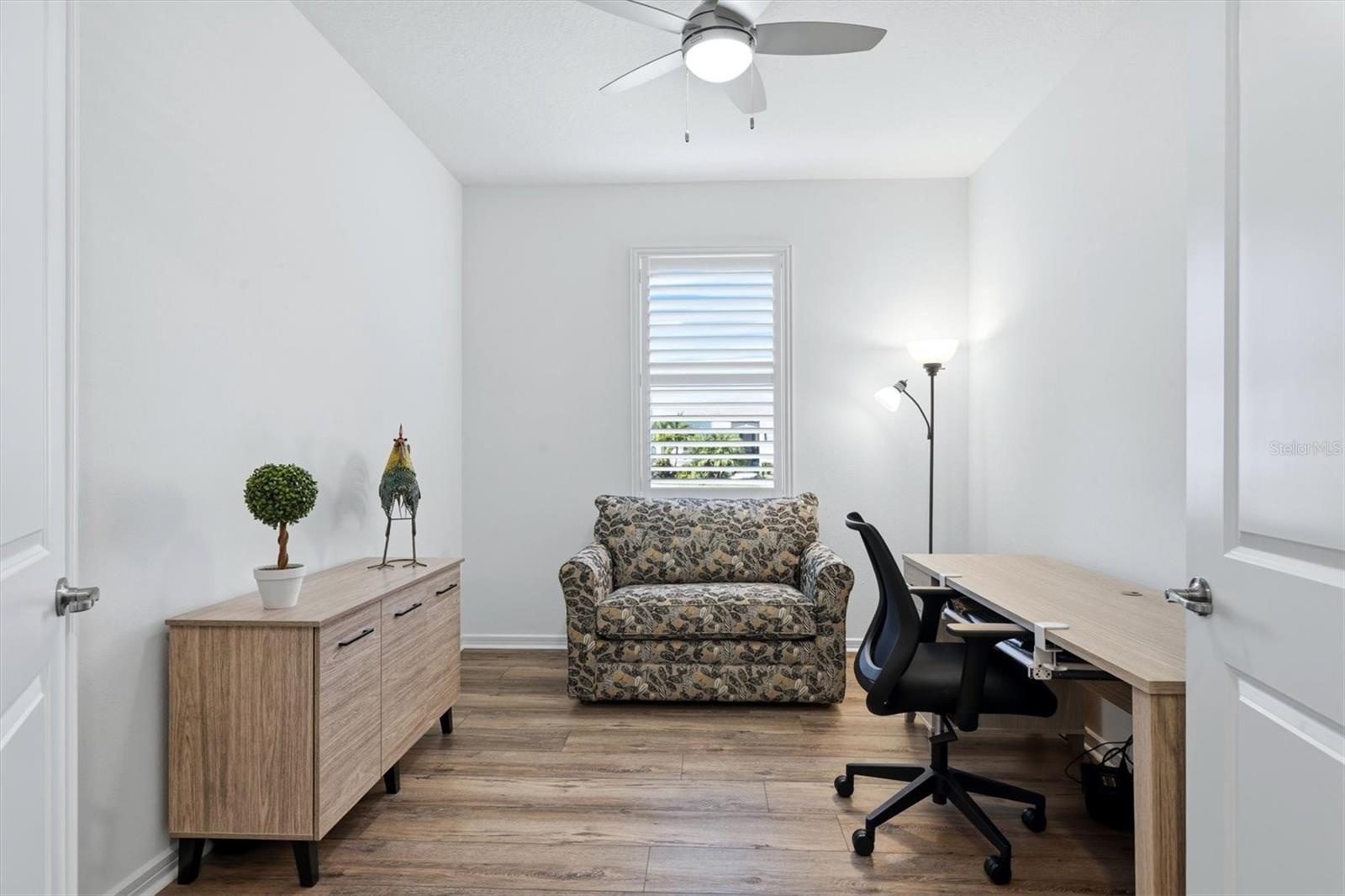 Den with double doors/ feels larger than it appears in the photo!