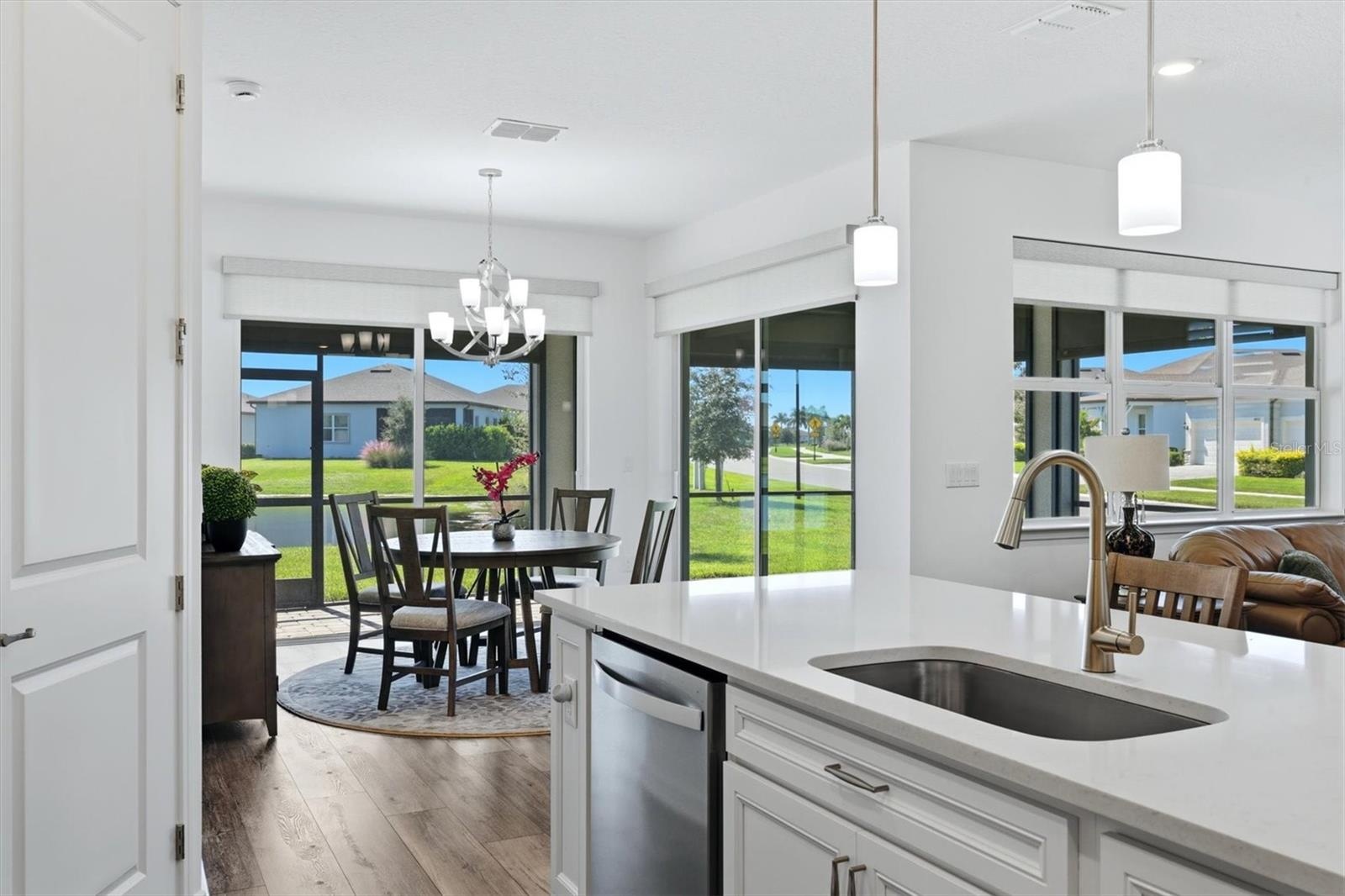 Electric shades on sliders and lanai for privacy and light control