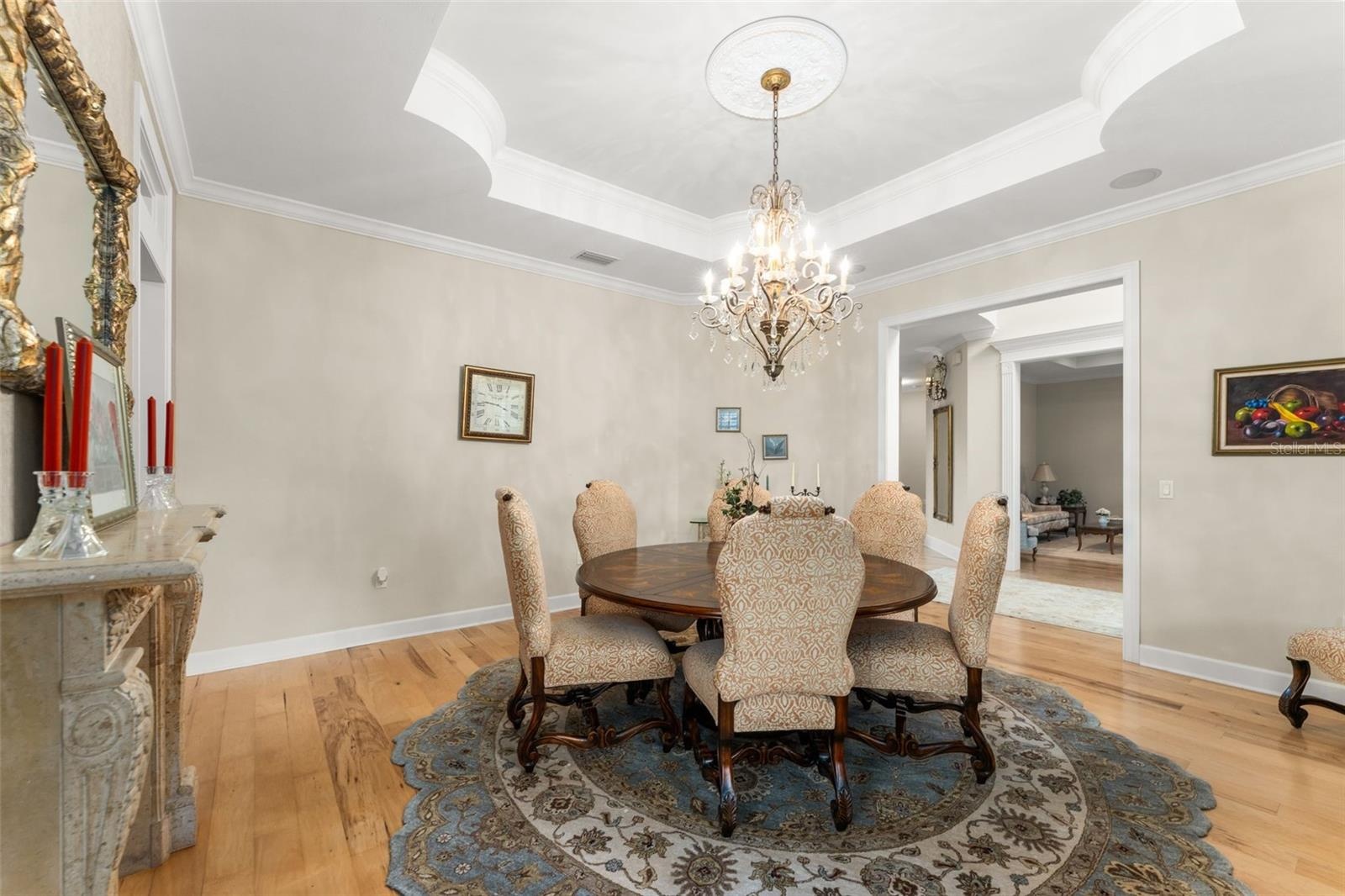formal dining room with gas fireplace