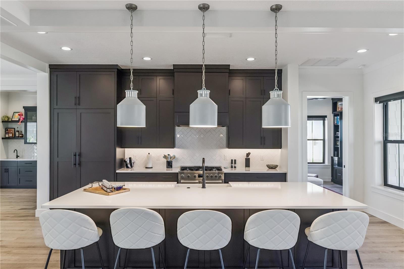 Gorgeous kitchen with designer lighting