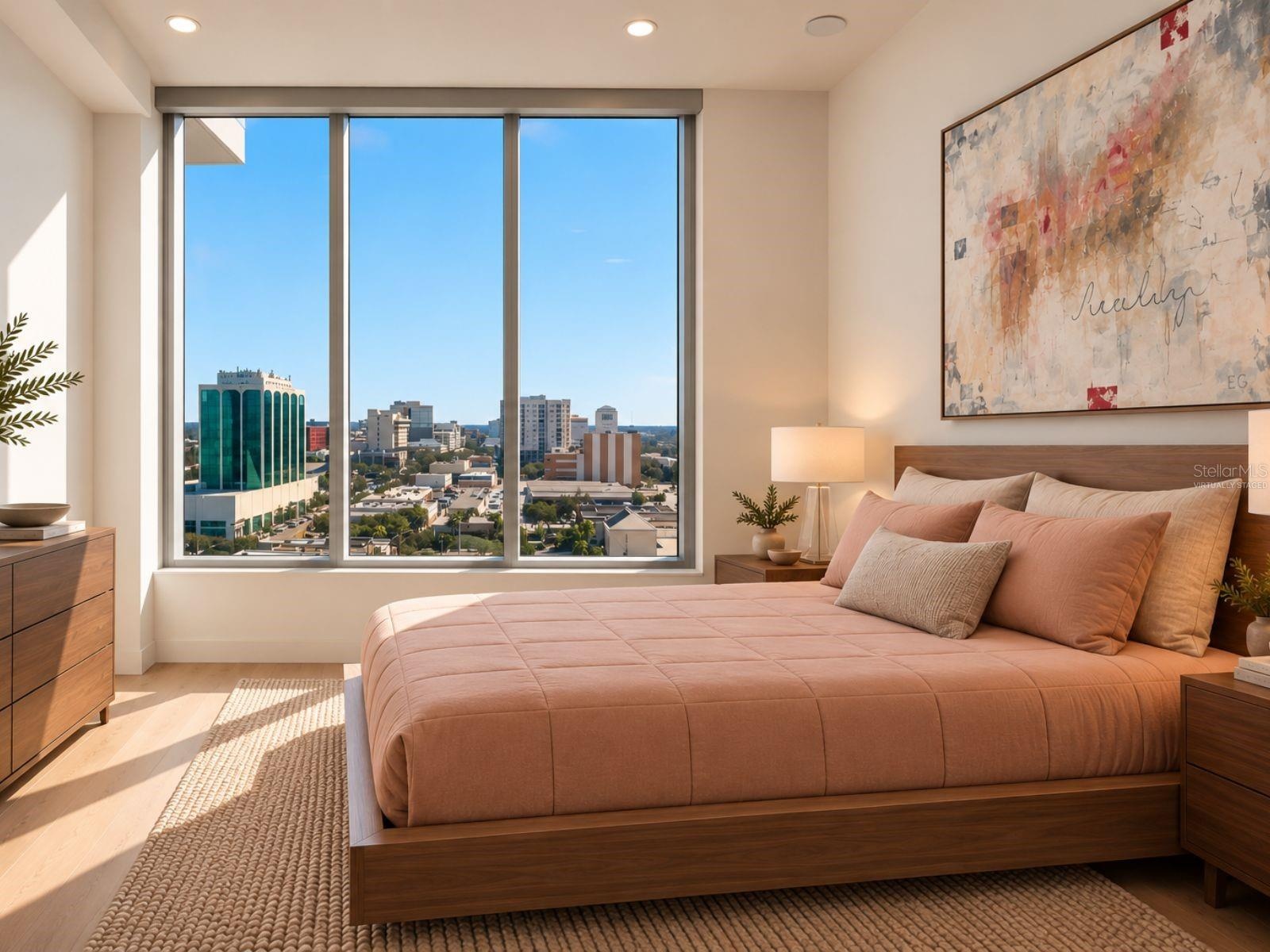 Virtually staged guest bedroom
