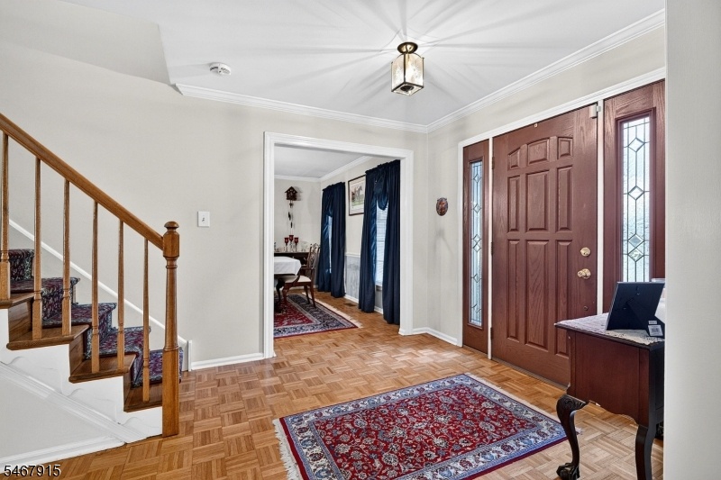 Parquet wood floor in entry