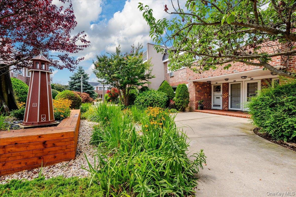 View of yard featuring concrete driveway