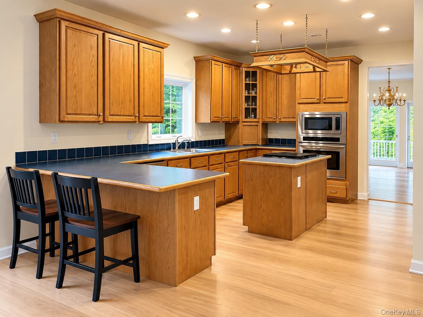 Virtual rendering of kitchen with oak flooring