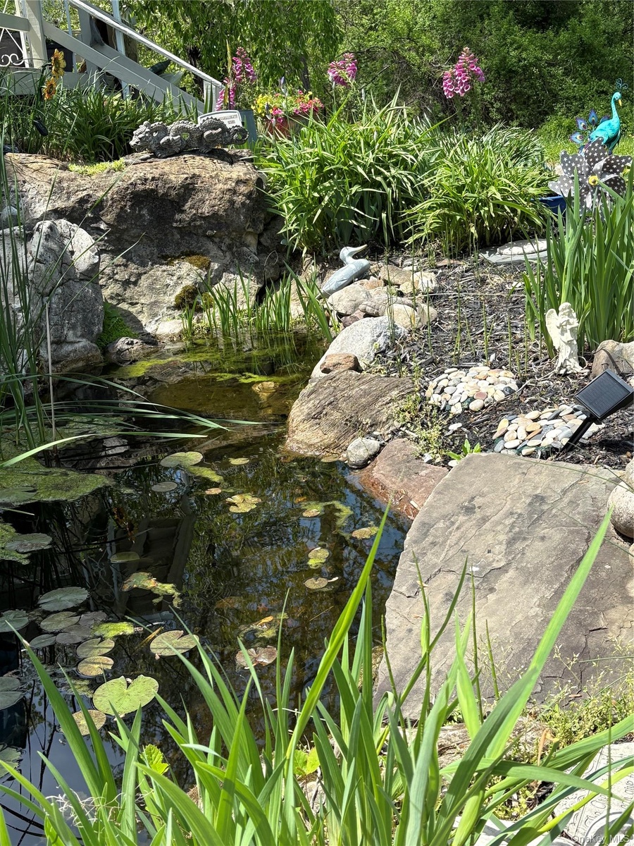 One of two ponds on the property, this one is a poolside koi pond with a peaceful water-fall feature!