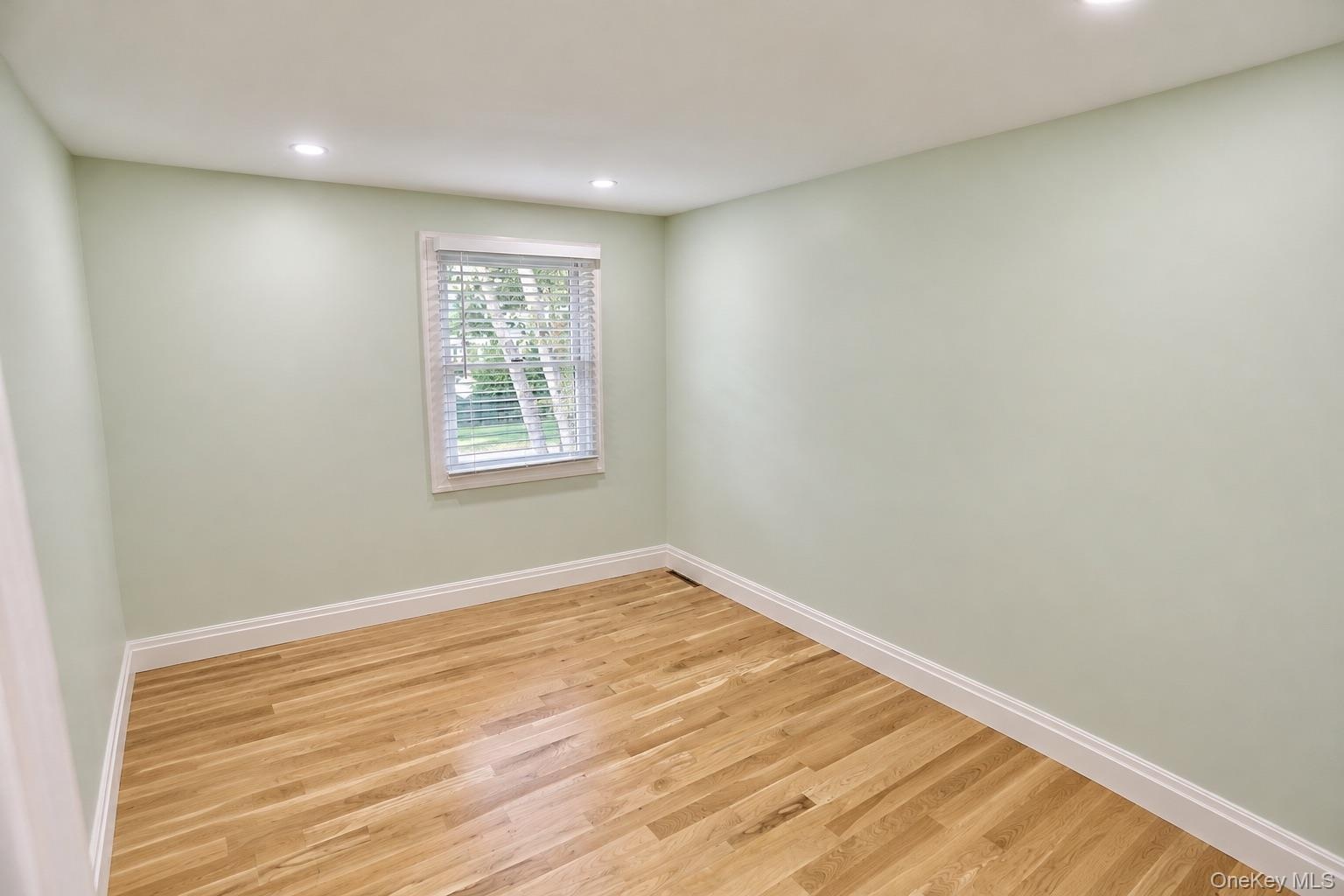 Room featuring wood-finish flooring, recessed lighting