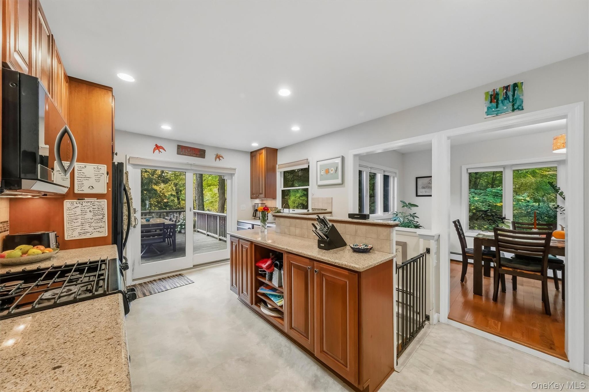 Kitchen offers good counter space for prep work.