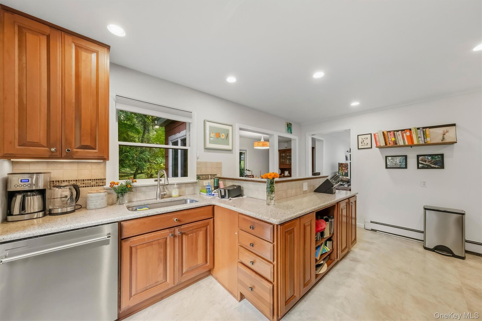 Kitchen view toward dining area. The chef isn't isolated from their guests, with this open design.