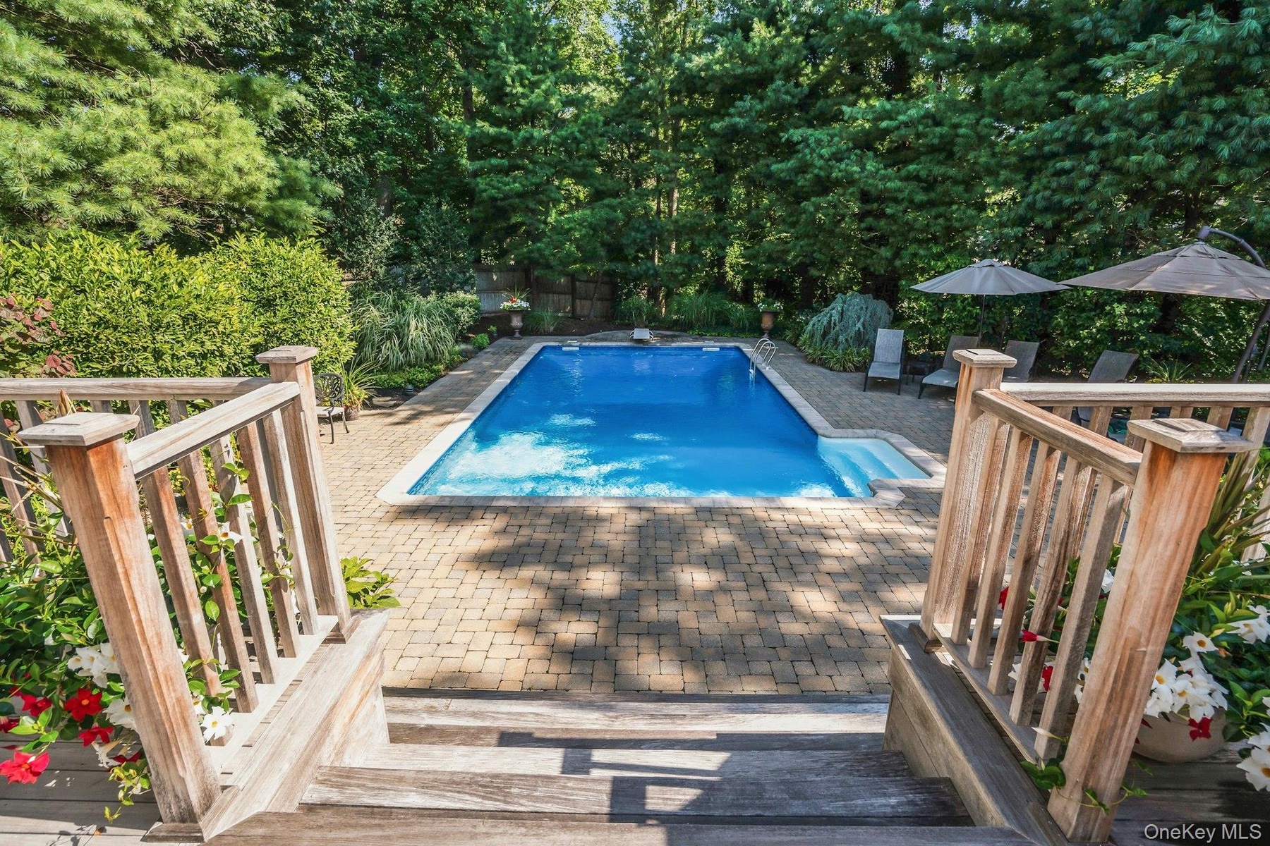 Stairs leading to pool.