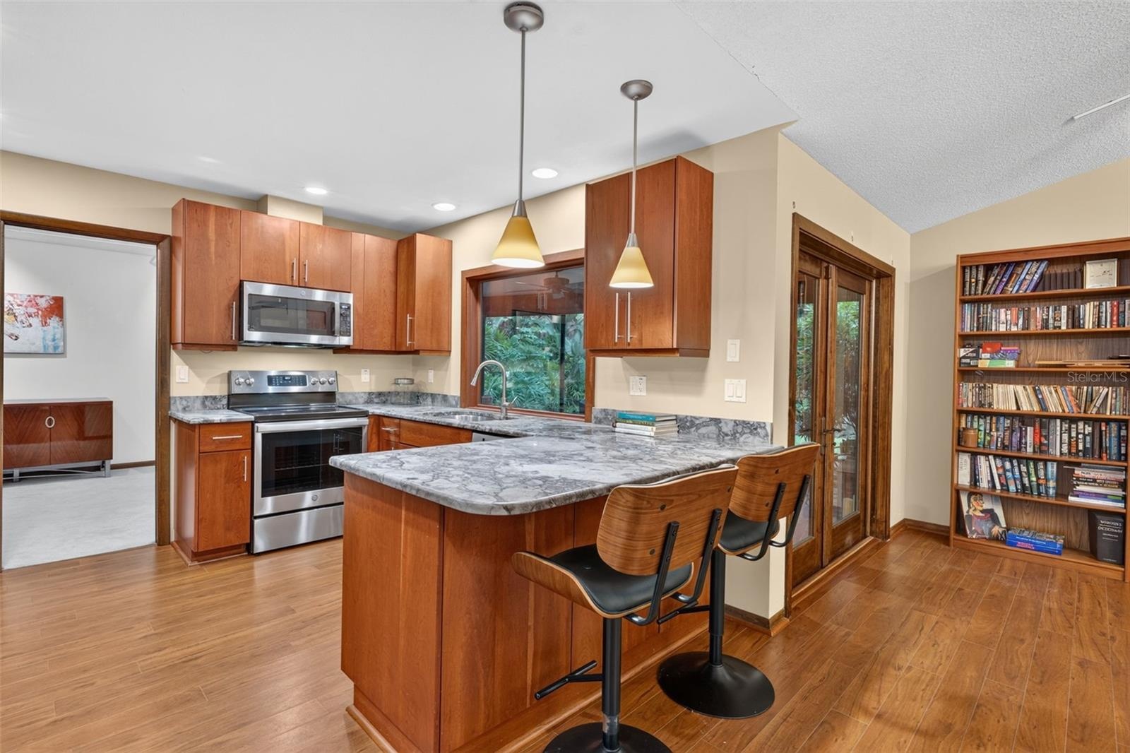 Kitchen and doors to screened patio