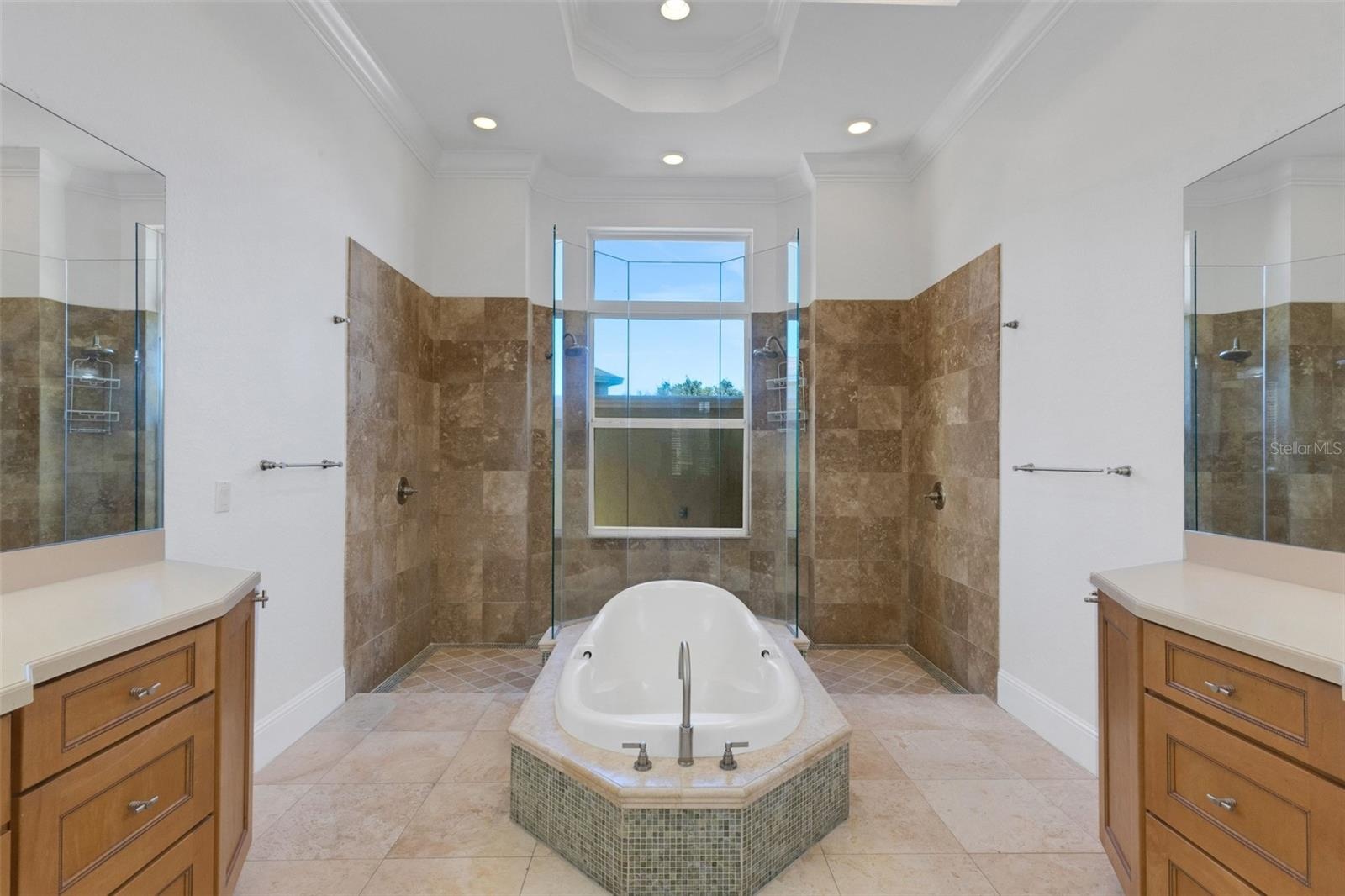 Outside the shower is a small courtyard for additional privacy.