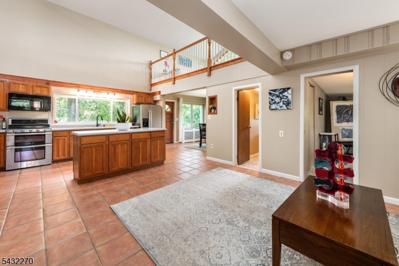 living room into kitchen
