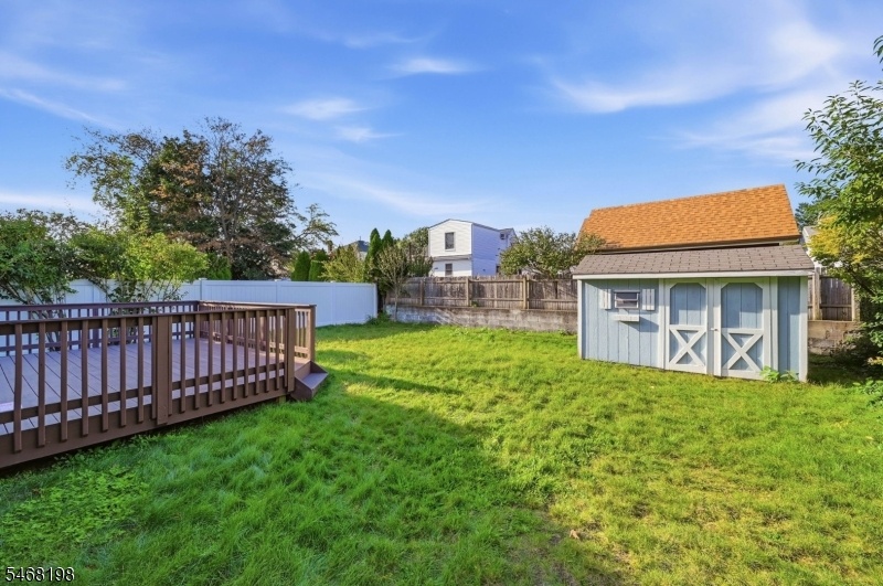 Yard with large shed