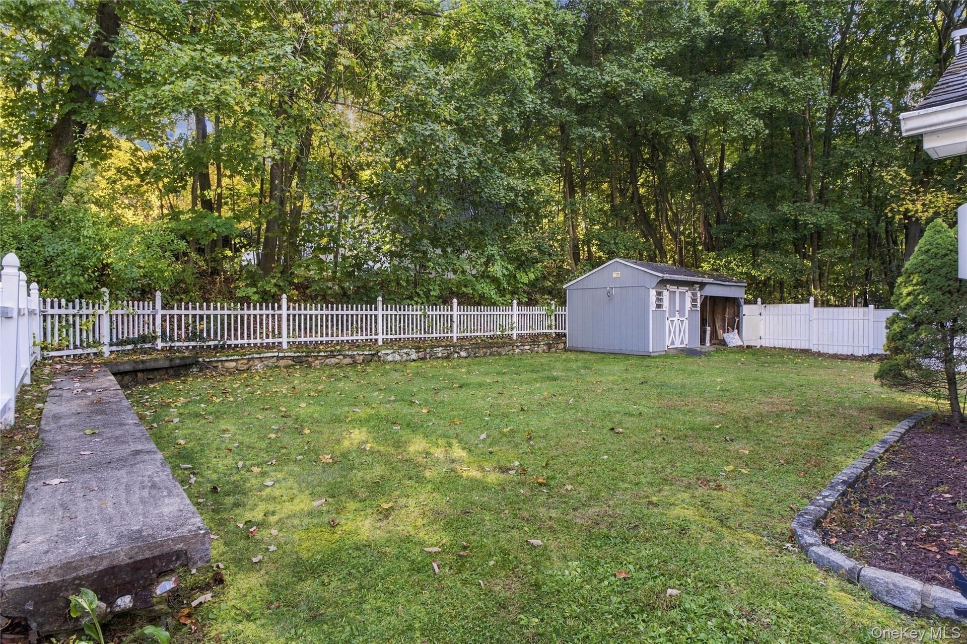 Yard with lawn and shed