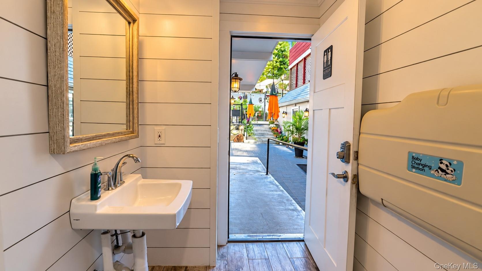 Powder room with easy access from the patio.