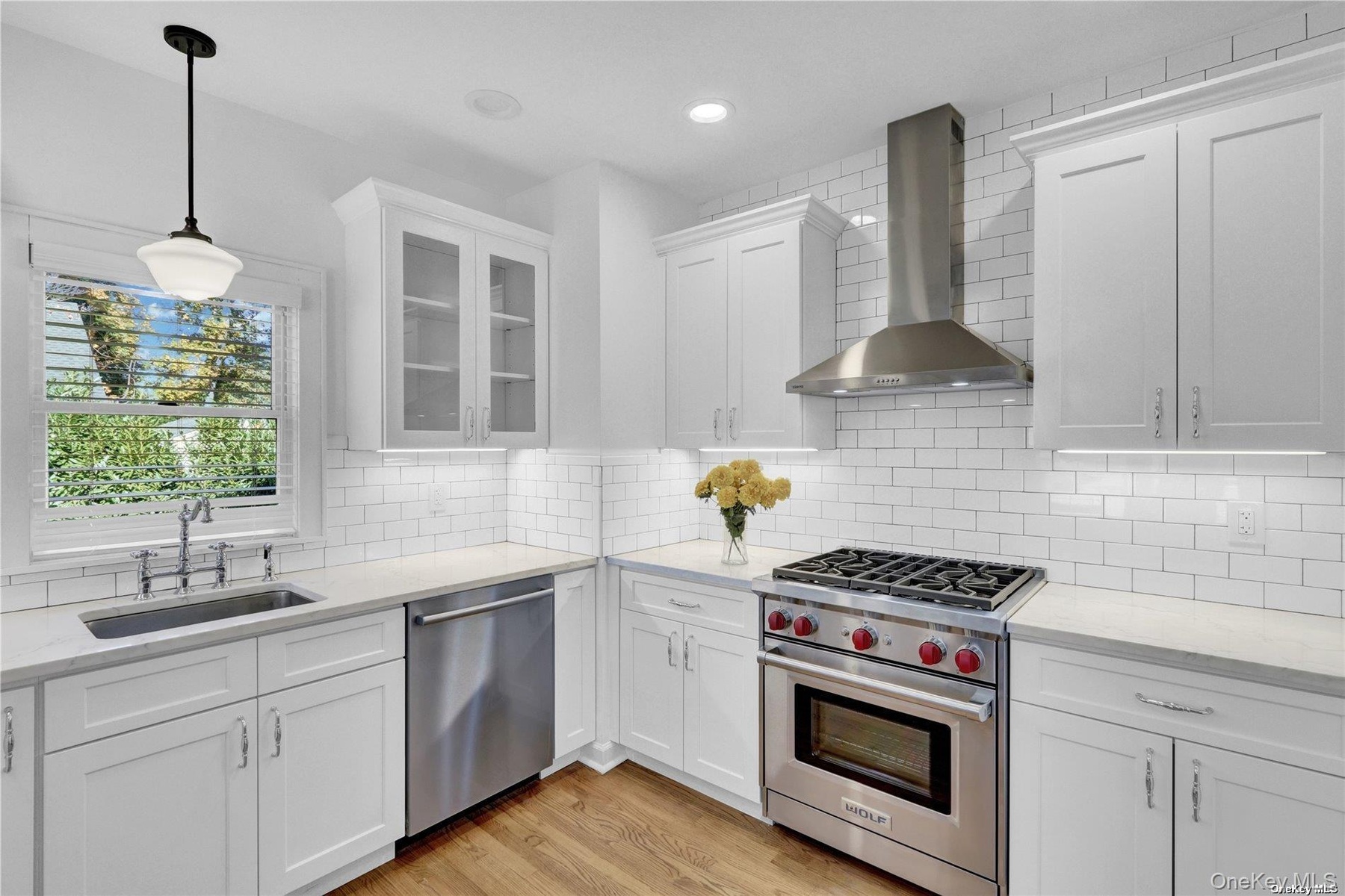 Brand new Eik with Wolf Professional Stove,Stainless Steel Appliances, wine cooler, Farmhouse pendants, Hi-hats, wood floors....